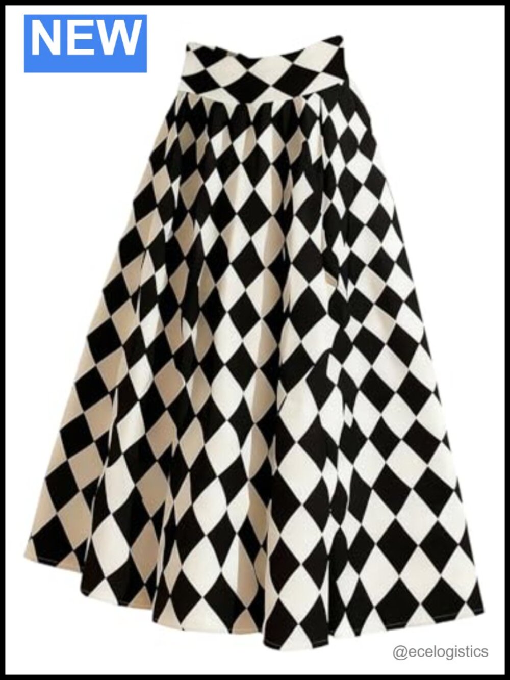 Plus Size Checkered High Waisted Maxi Skirt Smocked Flowy Hem Long Skirt